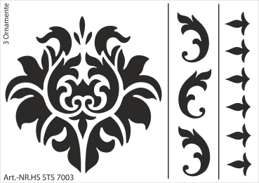 Schablone-Stencil A5 216-7003 selbstklebend - 3 Ornamente